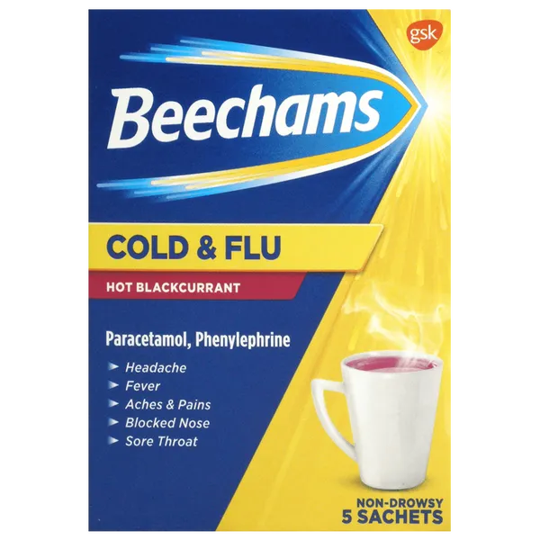 Beechams Cold & Flu Blackcurrant Sachets 5's