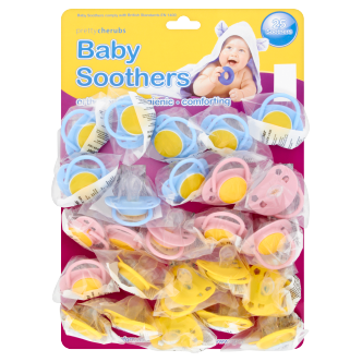 Pretty Cherubs Baby Soothers - Blue/Pink/Yellow - 3 Pack