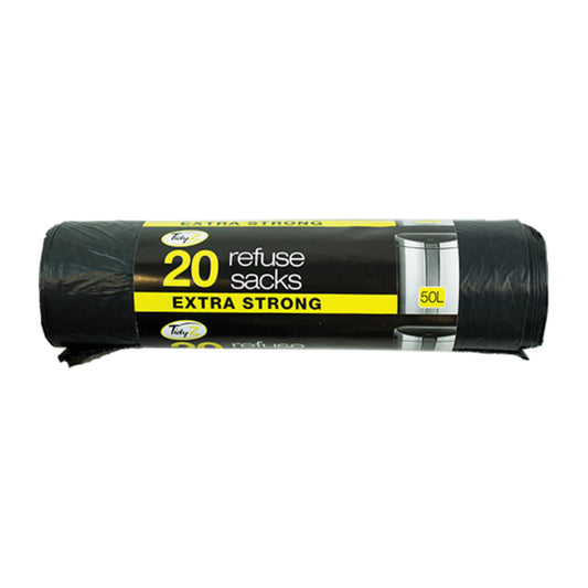 TidyZ Black Refuse Sacks 20's 50 Litre