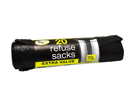 TidyZ Black Refuse Sacks 20's 70 Litre